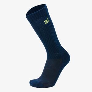 chaussettes-hautes-mizuno-bleu-marine-jaune-fluo