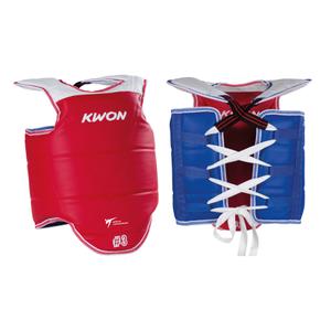 400030-plastron-taekwondo-d-entrainement-style-coreen-kwon-rouge-bleu